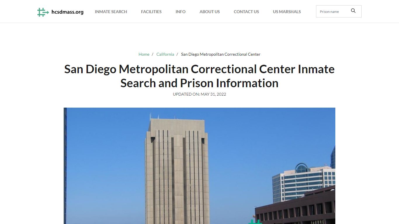 San Diego Metropolitan Correctional Center Inmate Search ...